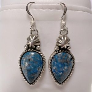 Carolyn Pollack Southwestern Sodalite Stone & Sterling Silver Earrings, Vintage